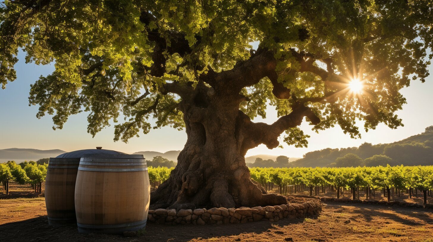 Oak tree and wine