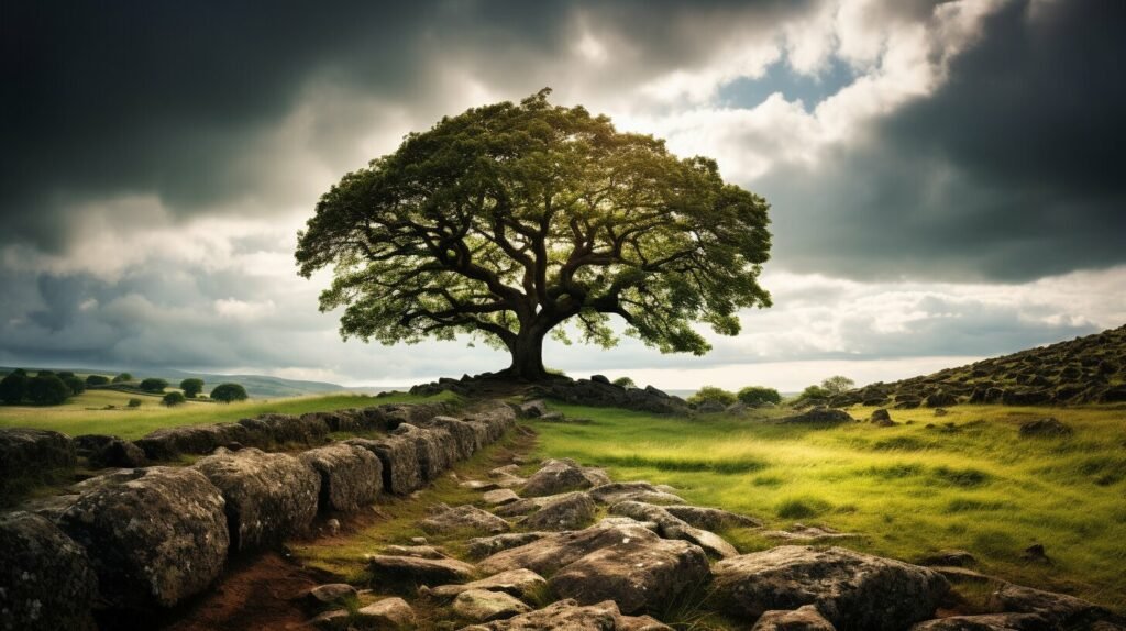 Oak tree symbolizing strength and endurance in mythology