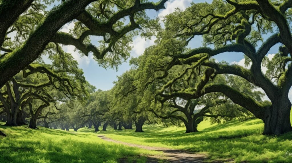 Oak trees in battle