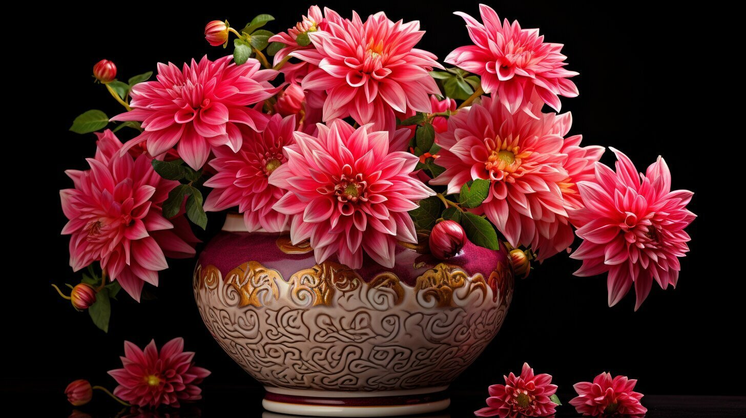 chrysanthemums in vases