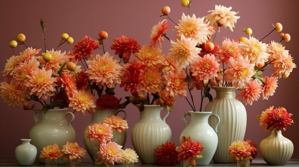 seasonal chrysanthemum vase displays