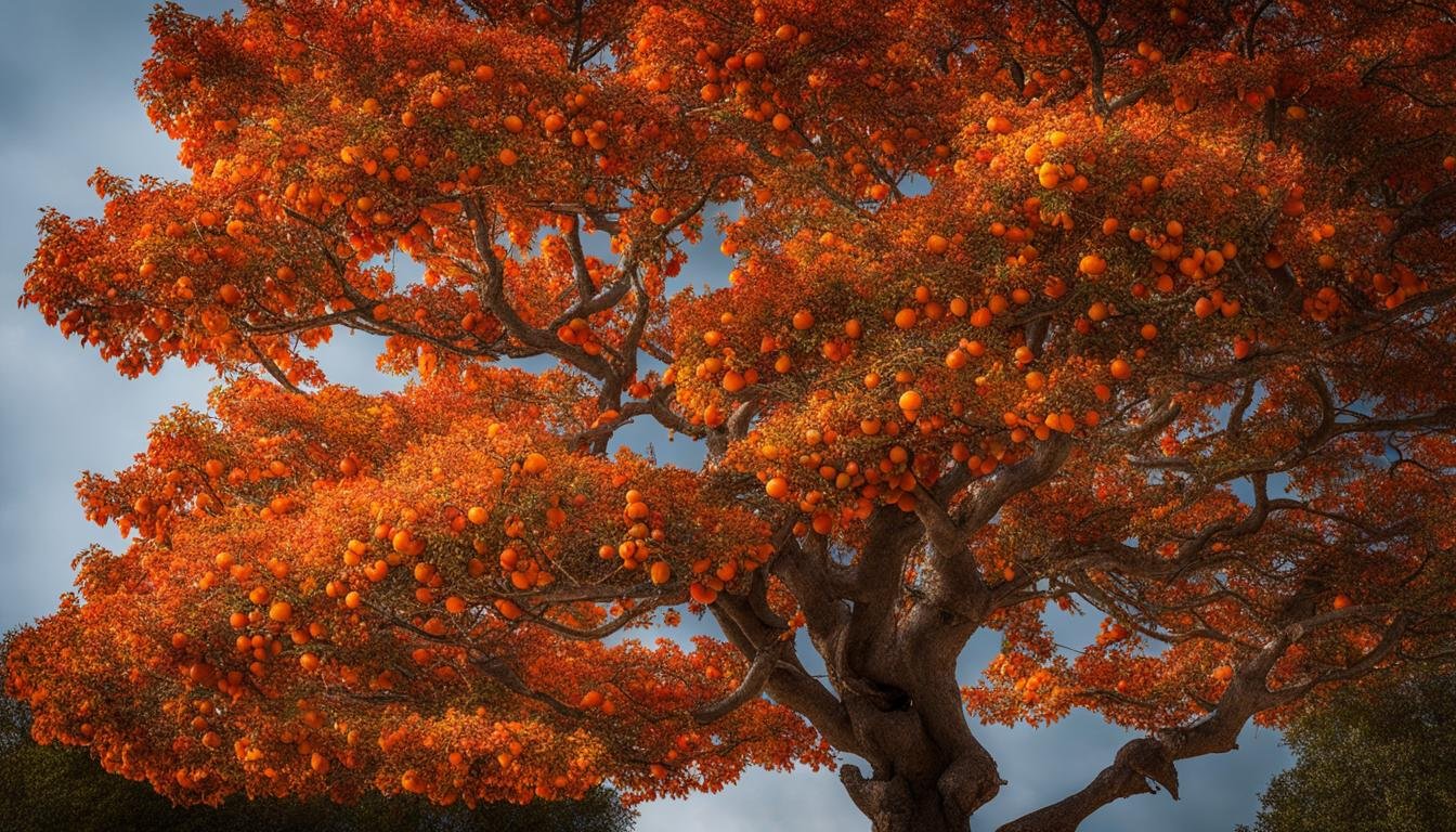 Enjoy the Beauty of a Persimmon Tree in Fall Foliage